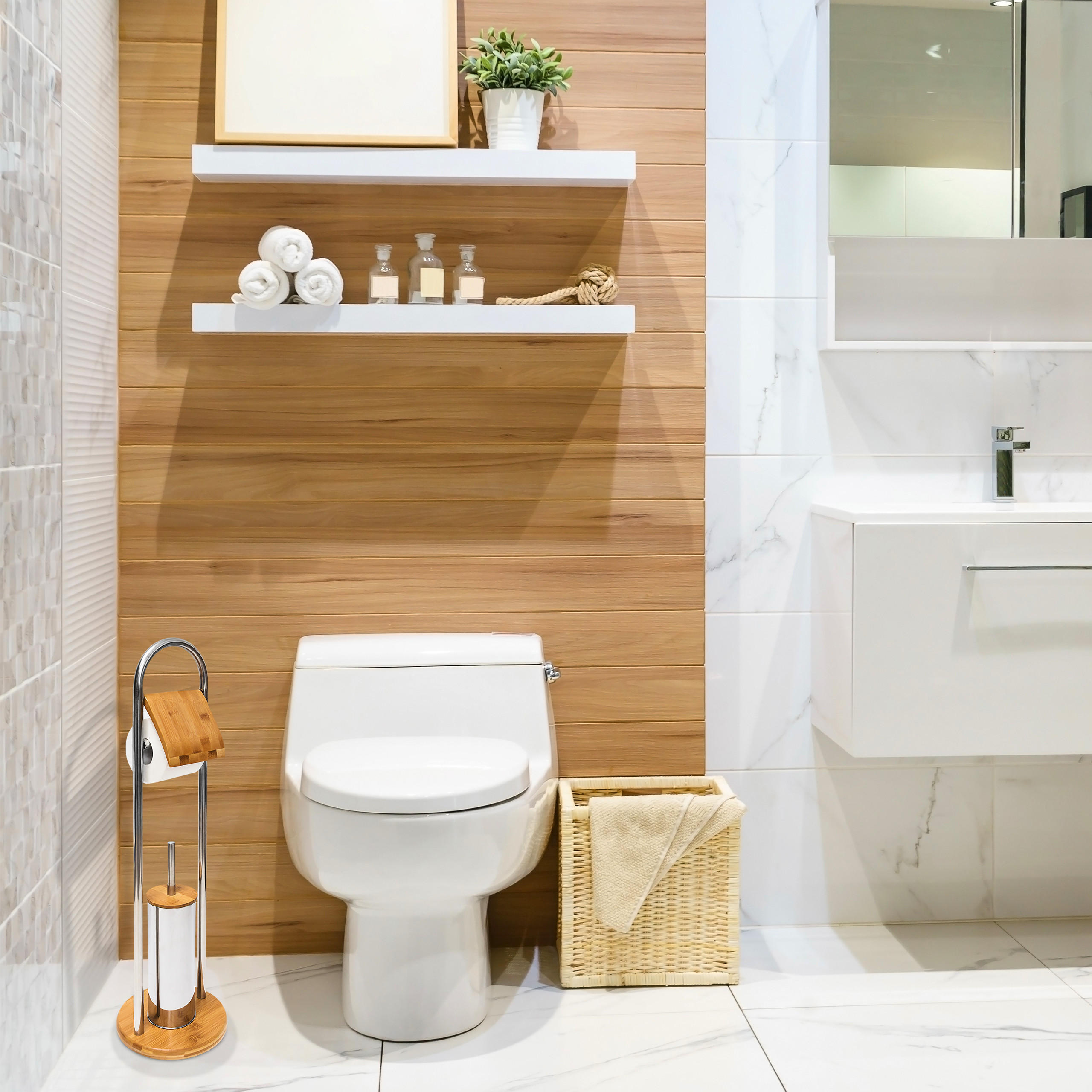 WC-GARNITUR - Multicolor, Holz/Kunststoff (22/80/22cm) - Relaxdays