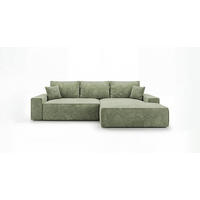 ECKSOFA VERONA rechts hellgrün Cord Poso 47 - Schlaffunktion, Bettkasten - Hellgrün, Textil (280/184cm) - Cornero
