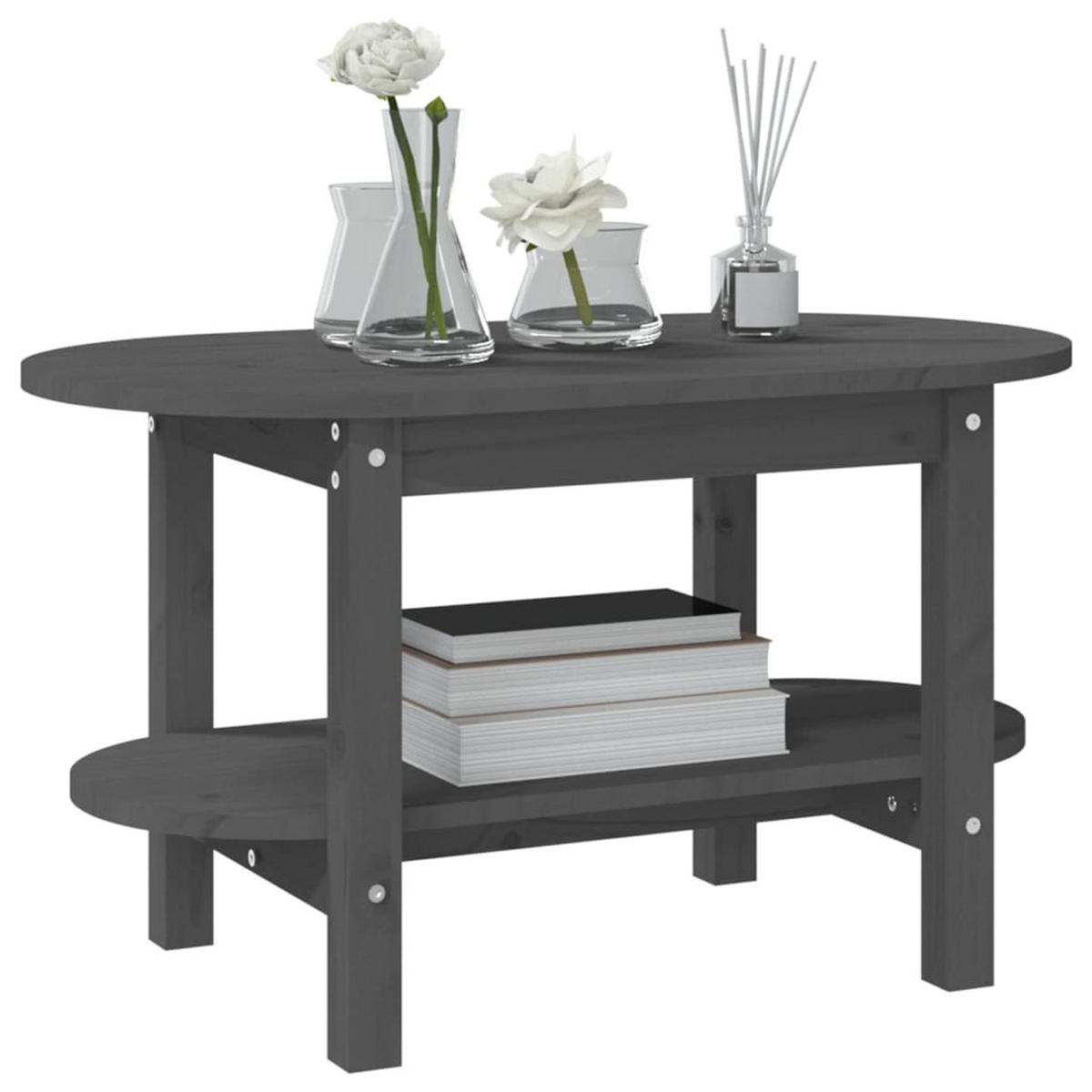 COUCHTISCH Grau 80x45x45 cm Massivholz Kiefer - Grau, Holz (80/45/45cm) - furnicato