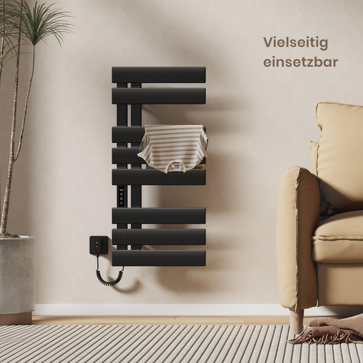 HEIZKÖRPER Elektrisch WLAN Thermostat Schwarz 85/40/11 cm - Schwarz, Metall (40/85/11cm) - EMKE