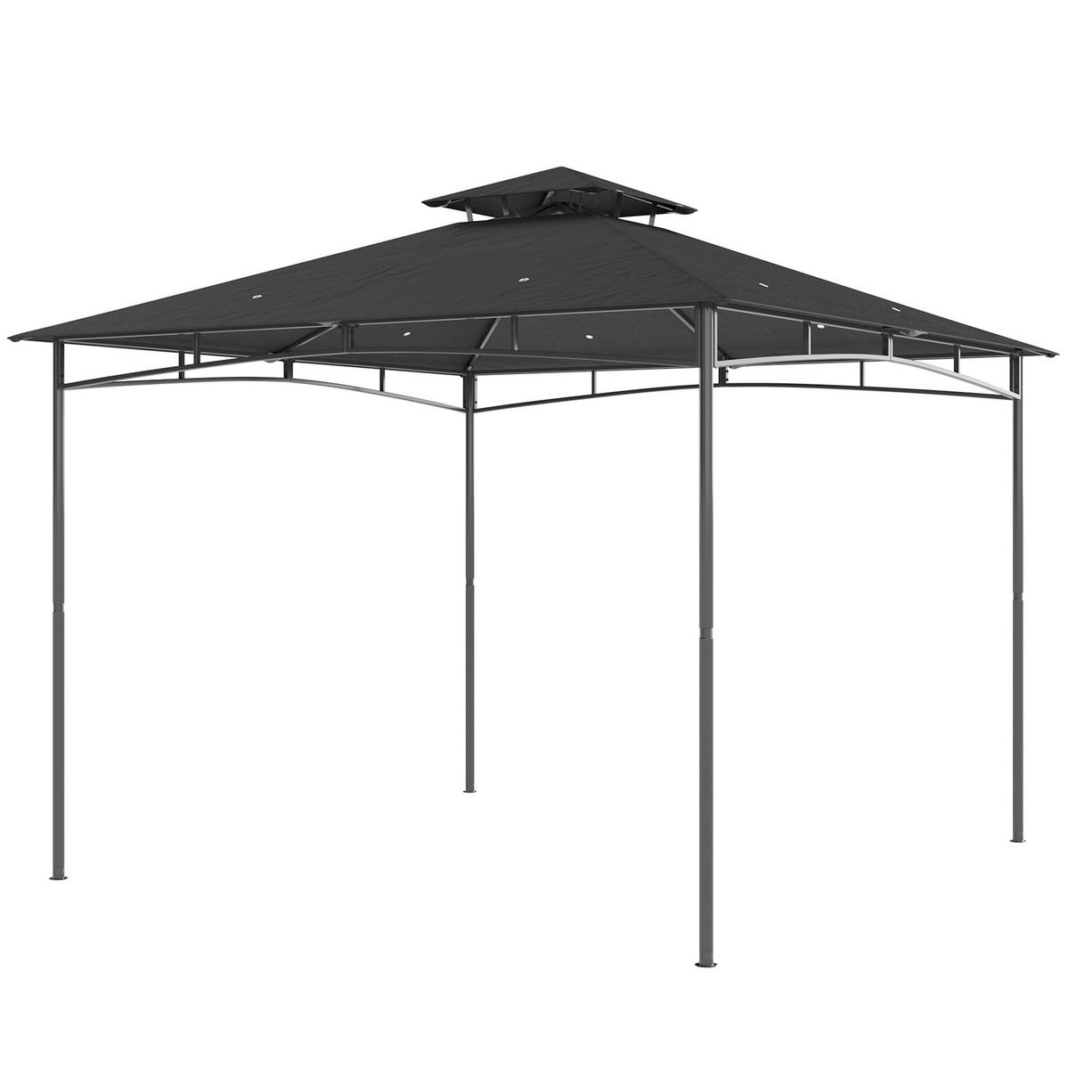 PAVILLON 3x3m Wasserabweisend Stabil Winterfest Gartenpavillon mit zurückziehbar Obenrahmen Doppeldach Dunkelgrau - Dunkelgrau, Textil (300/285/300cm)