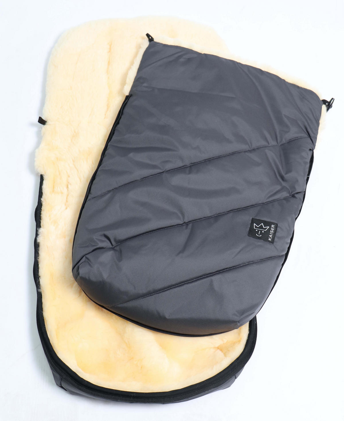 LAMMFELL-FUSSSACK Paat 2.0, anthracite - Dunkelgrau, Fell (45/85cm) - Kaiserbaby