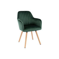 STUHL mit Armlehnen - Samt & Metall in Holzoptik - Dunkelgrün - ELEANA - Grün, Textil (56/85/58cm) - Vente-Unique