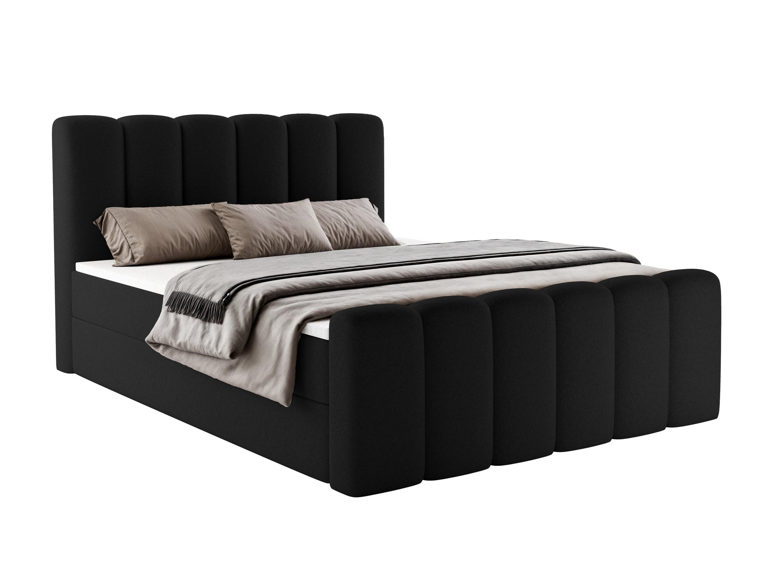 BOXBETT Nola mit Topper Schwarz 160x200 - Schwarz, Textil (160/200cm) - Luxkor24