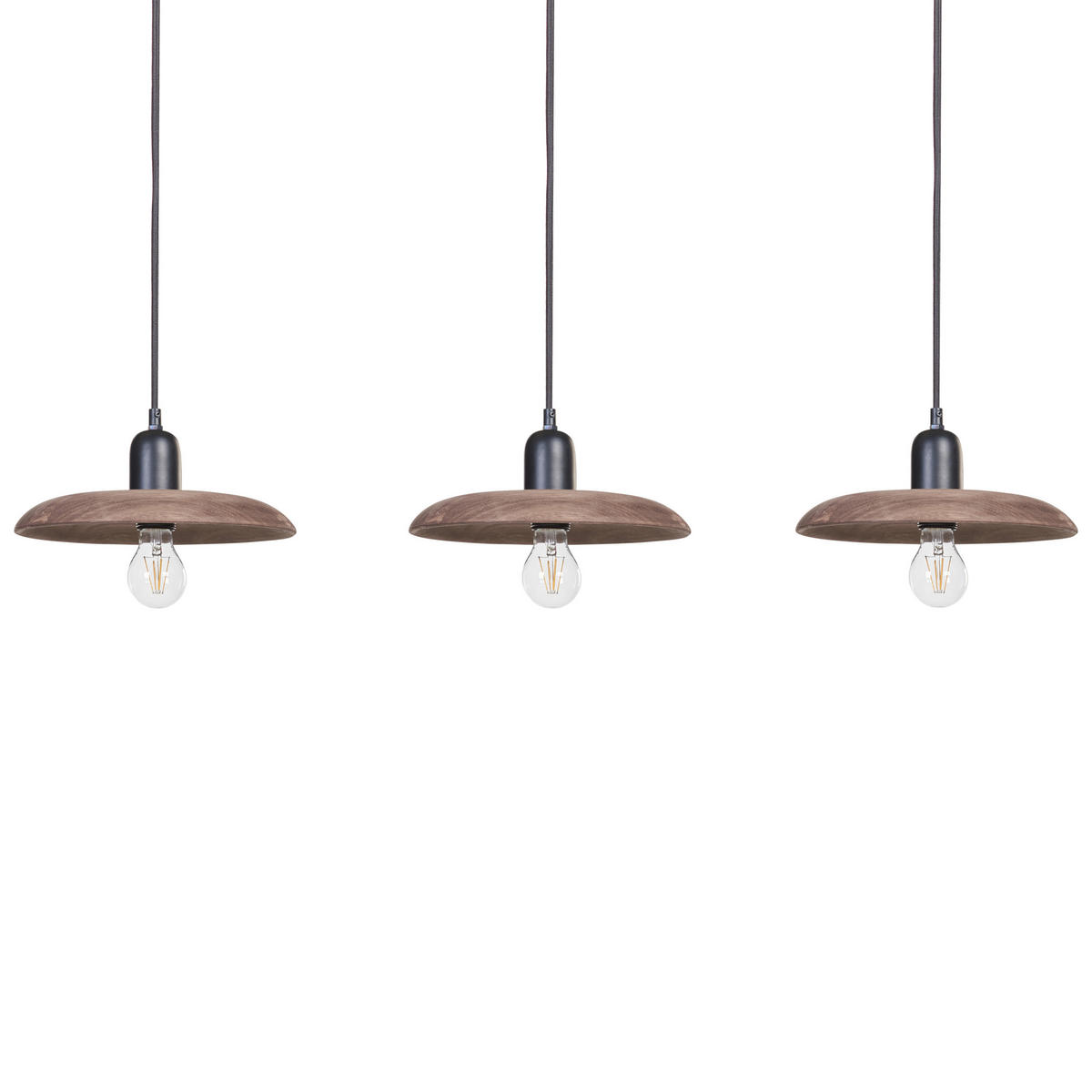 HÄNGELEUCHTE Manjeera 17/92/107 cm - Dunkelbraun, Holz (17/92/107cm) - Beliani