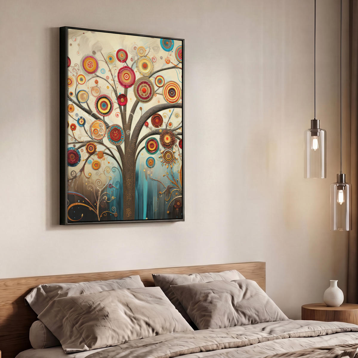 LEINWAND Bilder mit Rahmen - Baum - Baum des Lebens - Farbe - 70x100 - Braun, Textil (70/100cm) - MuchoWow