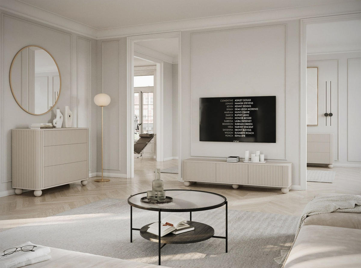 TV-LOWBOARD Arvello Greige 163/42/38 cm - Taupe, Holz/Holzwerkstoff (163.2/49.2/38cm) - Selsey