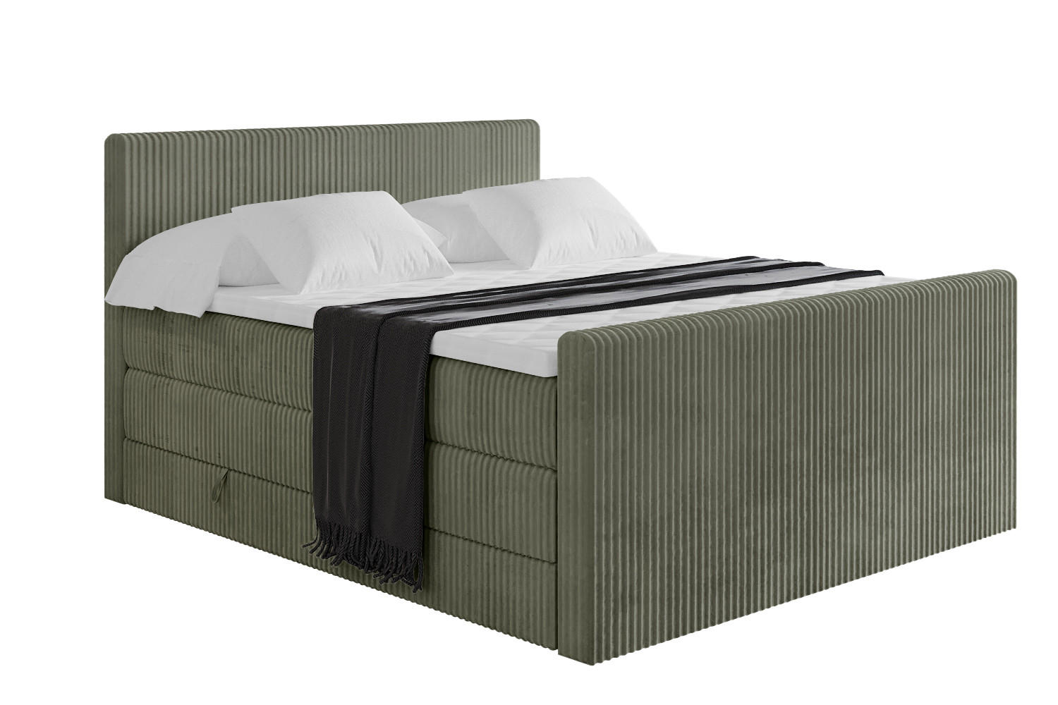 BOXSPRINGBETT mit Matratze H3|H4 und Lattenrost - TOLO-Z KING 180x200 Cord - Olive - Olivgrün, Holzwerkstoff (180/200cm) - ALTDECOR
