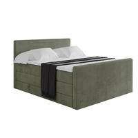 BOXSPRINGBETT mit Matratze H3|H4 und Lattenrost - TOLO-Z KING 140x200 Cord - Olive - Olivgrün, Holzwerkstoff (140/200cm) - ALTDECOR