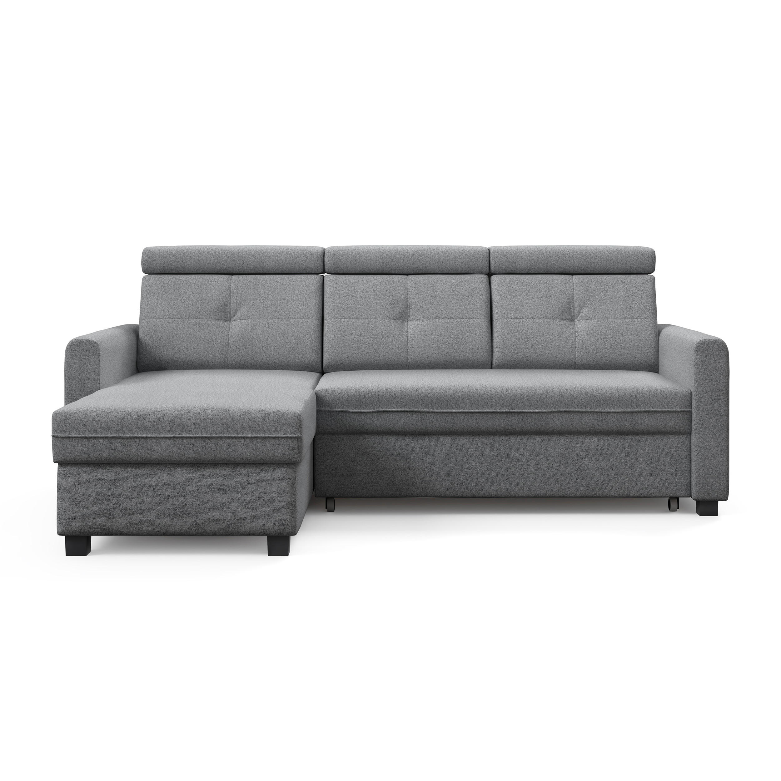 ECKSCHLAFSOFA Milano, Hellgrau, links - Hellgrau/Schwarz, Textil (217/166cm) - Beautysofa