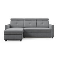 ECKSCHLAFSOFA Milano, Hellgrau, links - Hellgrau/Schwarz, Textil (217/166cm) - Beautysofa
