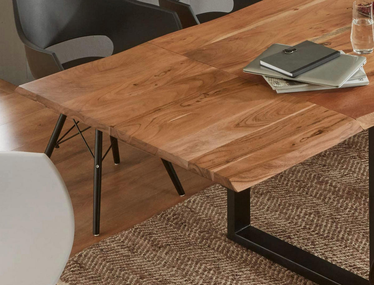 ESSTISCH ADINA - Beige/Schwarz, Holz/Metall (100/200/76cm) - SAM