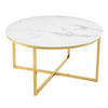 COUCHTISCH BOUTIQUE Marmor rund Weiß 80cm - Goldfarben/Schwarz, Glas/Metall (80/80/45cm) - riess-ambiente