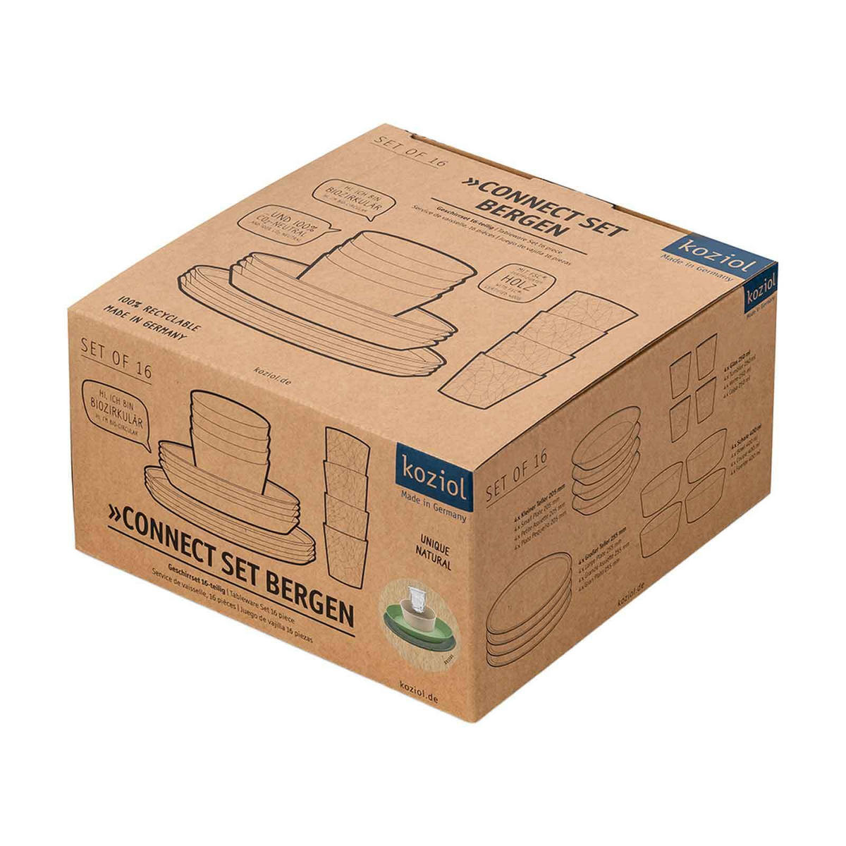 GESCHIRRSET Connect Set Bergen bunt 16er Set - Multicolor, Kunststoff (25.7/29/25.7cm) - Koziol
