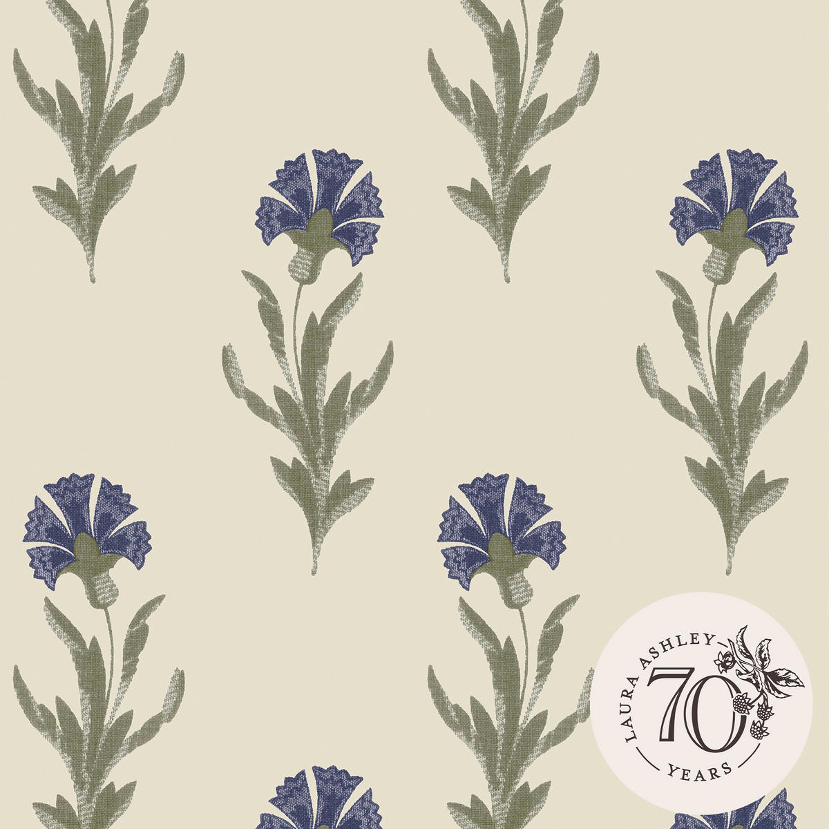 VLIESTAPETE Löwenzahn Dusky Seaspray Blau - Blau, Papier/Kunststoff (52/52cm) - LAURA ASHLEY