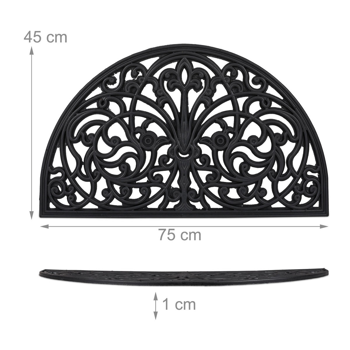 FUßMATTE - Schwarz, Kunststoff (75/45cm) - Relaxdays