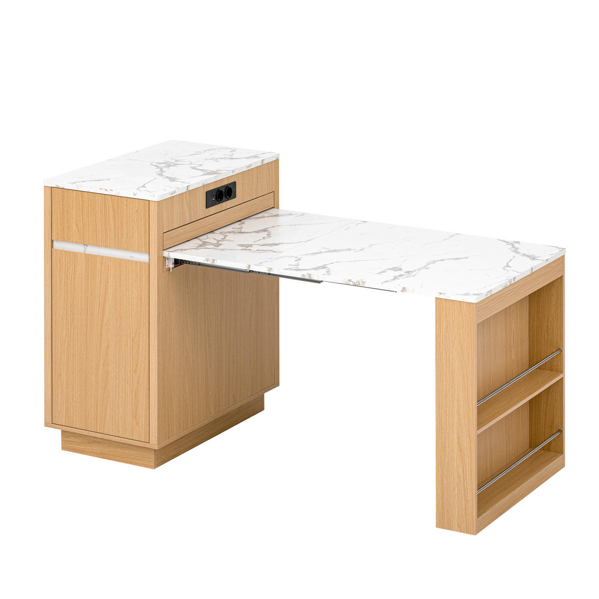 KÜCHENINSEL ausziehbar 58-154/80,5/94 cm mit LED DE-39572 Natur - Naturfarben, Holzwerkstoff (80.5/94/58cm) - ComfortXL