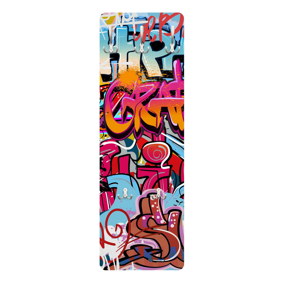 WANDGARDEROBE - HipHop Graffiti 34/105 cm - Multicolor, Holzwerkstoff (34/105/1.6cm) - Bilderwelten