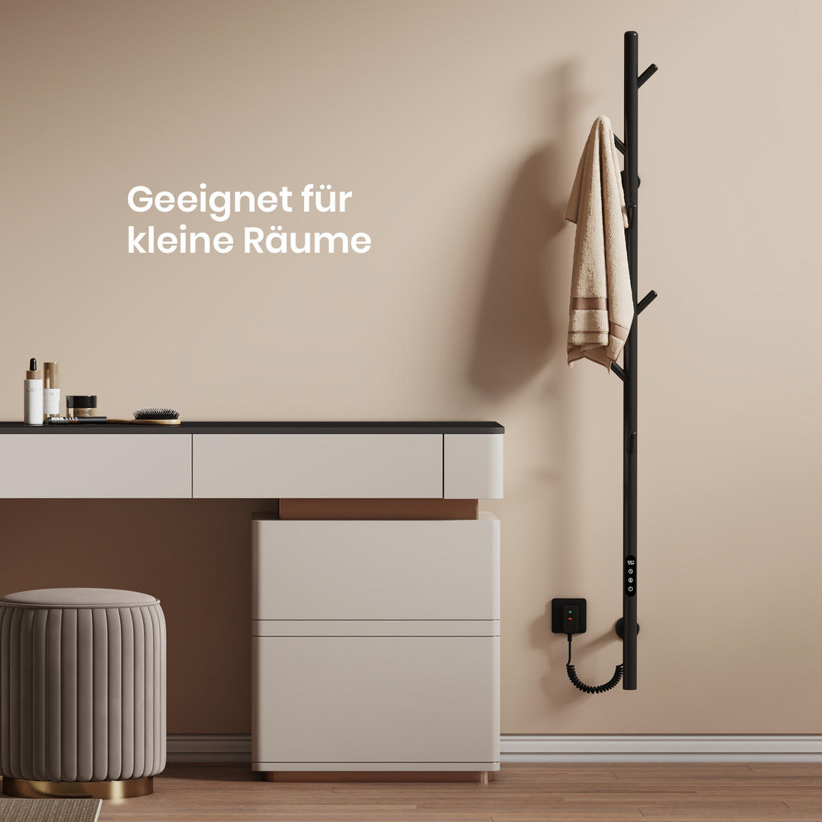 HANDTUCHHEIZKÖRPER Baumheizkörper WLAN Schwarz 150 cm - Schwarz, Metall (12.5/150/14cm) - EMKE