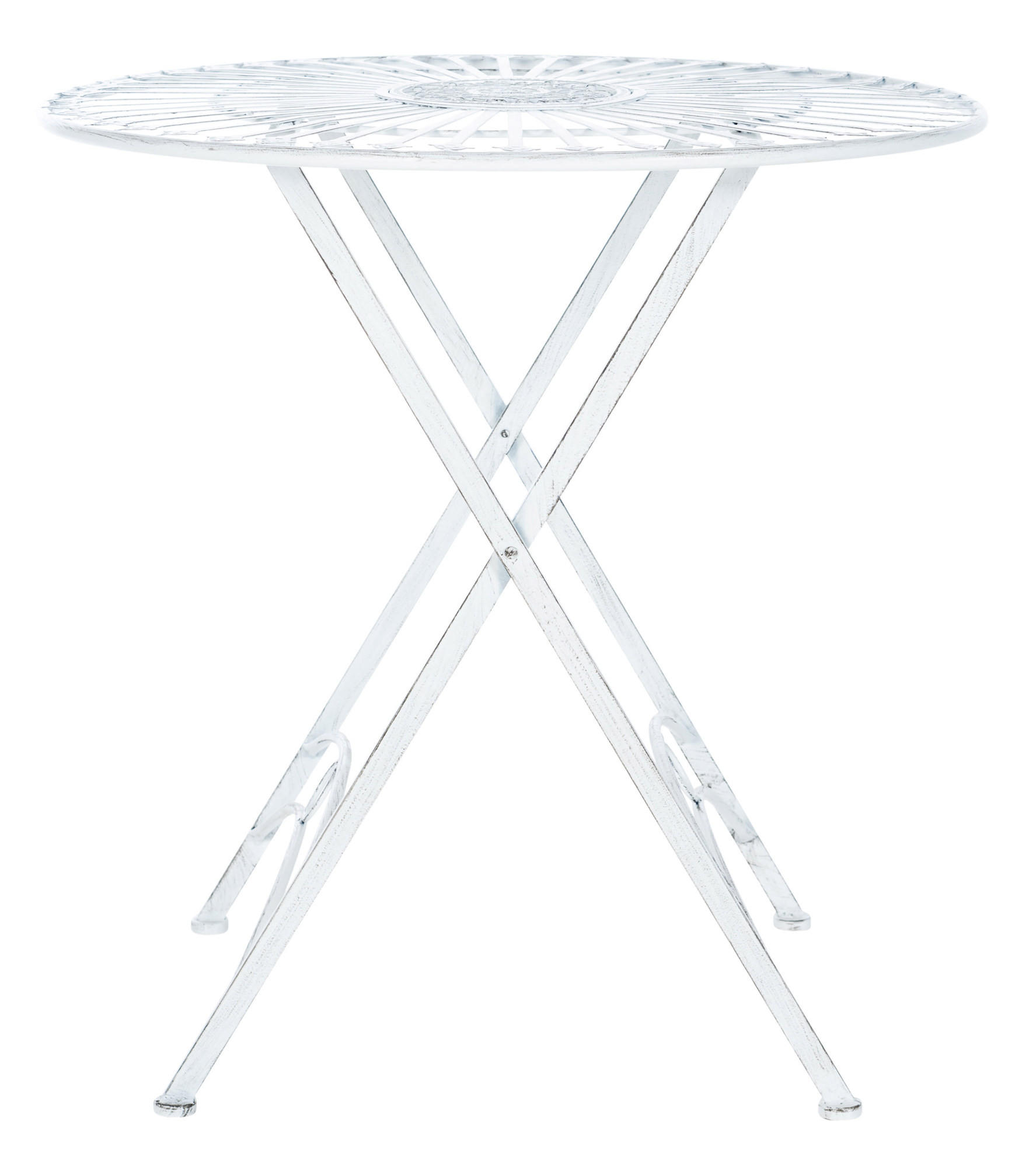 GARTENTISCH rund Metall antik weiß - Weiß, Metall (71/71/71cm) - CLP