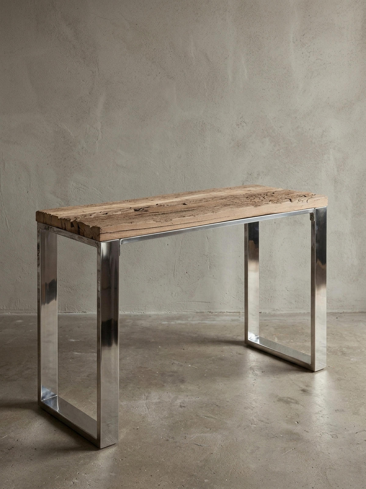 KONSOLENTISCH – Massivholz/Metall, 115 cm, Industrial-Stil, mit Schubladen - Beige/Silberfarben, Holz/Metall (46/115/76cm) - KADIMA DESIGN