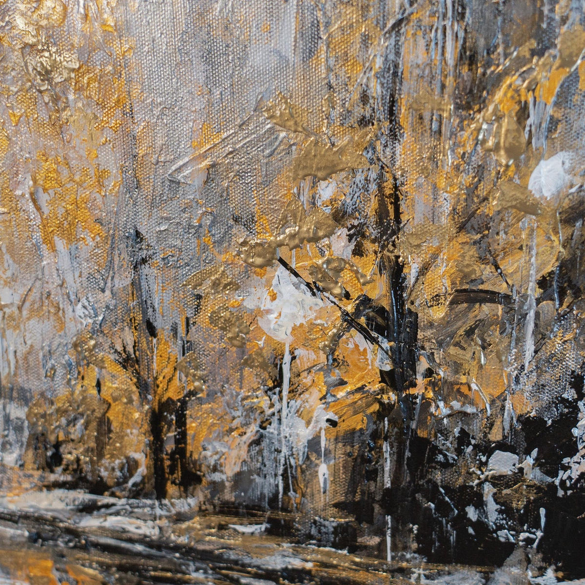 GEMÄLDE Herbstpark Schattenfugenrahmen Schwarz 70x50 cm - Schwarz, Holz (70/50cm) - YS-art gallery