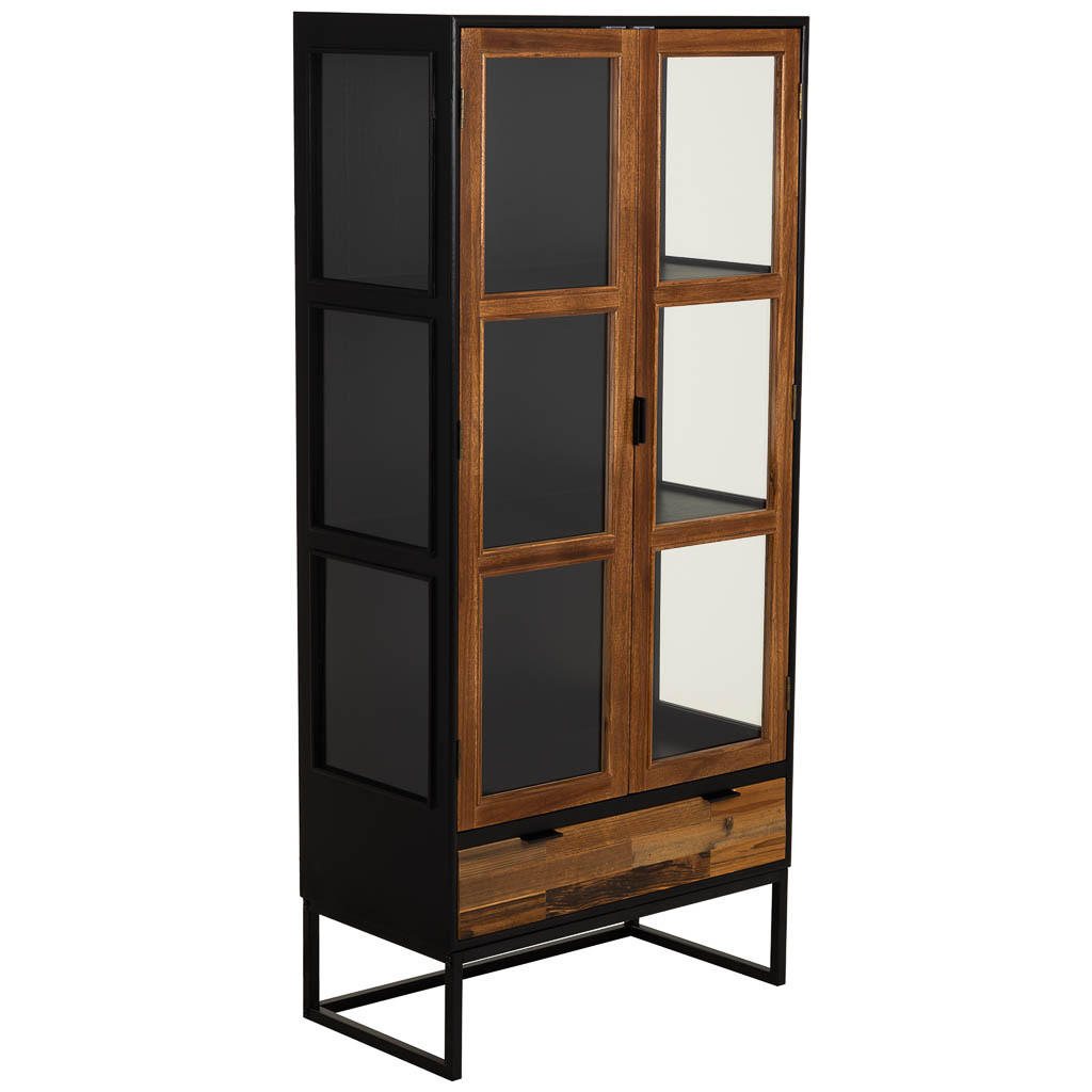VITRINE aus Holz, schwarz, 72x41x159cm - Schwarz, Holzwerkstoff (72/158.5/40.5cm) - Wanderlust