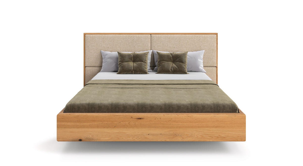 MASSIVHOLZBETT schwebend Dome aus Eiche 180x220 cm, Storm 06 (Beige) - Eichefarben/Braun, Holz (180/220cm) - Danzz