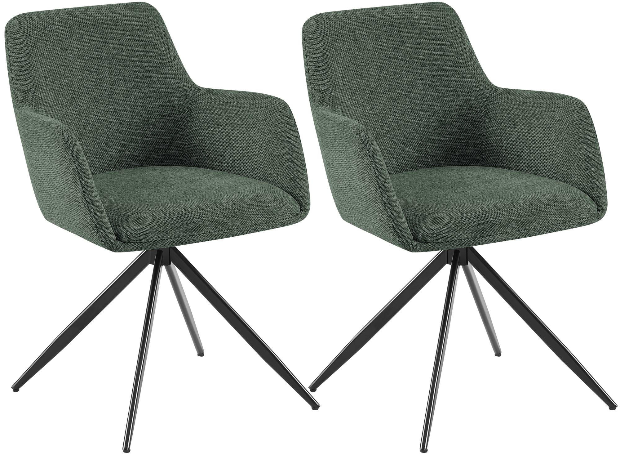 ESSZIMMERSTUHL 2er Set Stoff Grün - Schwarz/Grün, Textil/Metall (56/81/62cm) - CLP