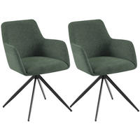 ESSZIMMERSTUHL 2er Set Stoff Grün - Schwarz/Grün, Textil/Metall (56/81/62cm) - CLP