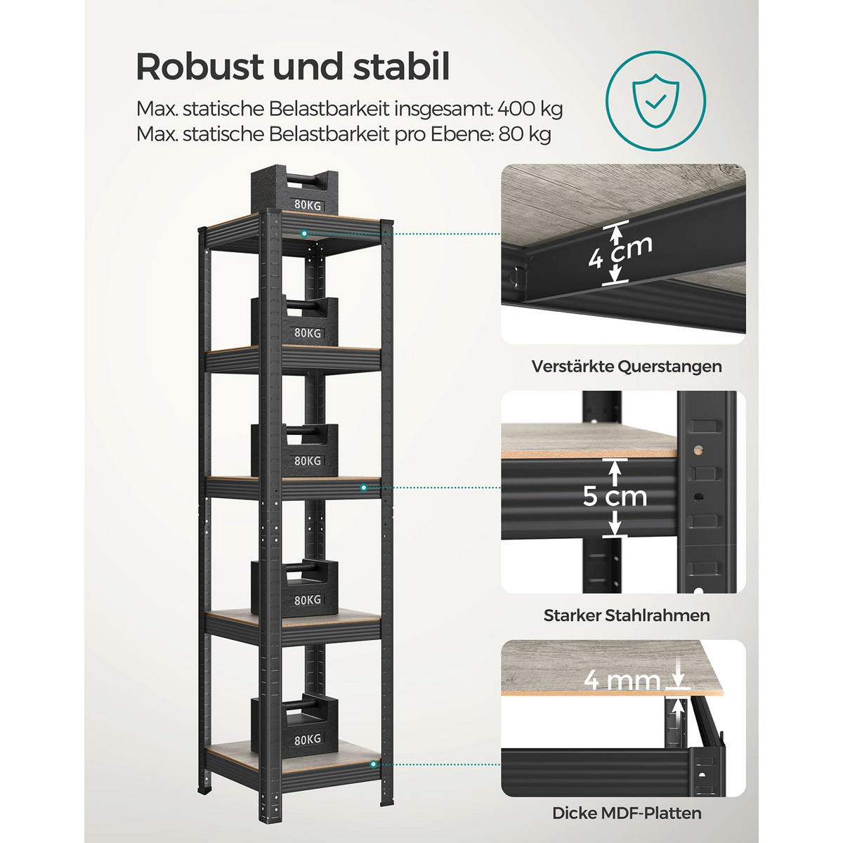 STANDREGAL COPENHAGEN - Schwarz, Holzwerkstoff (37/150/37cm) - Hansiro