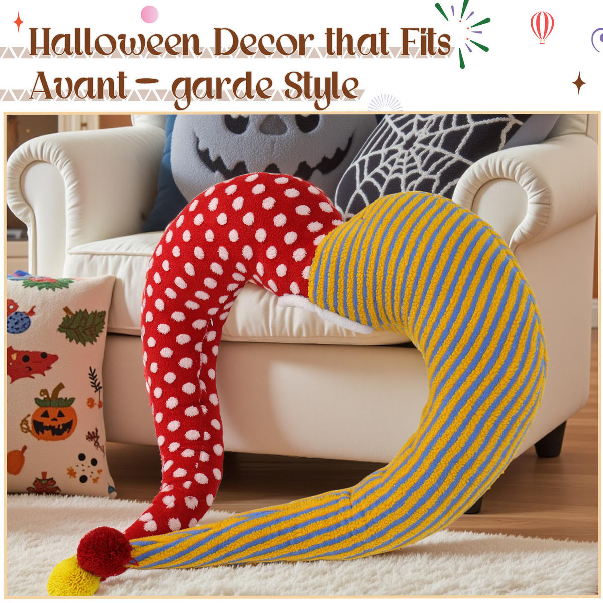 KISSEN in Clownform Kann als Hut verwendet werden - Gelb/Rot, Textil (100/110cm) - Vercart
