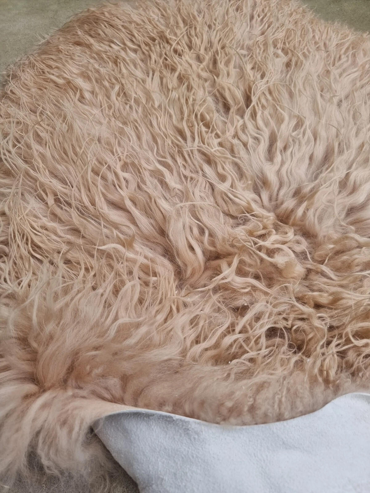 LAMMFELL Island Langhaar natur lockig weich Premium Cappuccino ca. 115 cm - Cappuccino, Fell (65/115cm) - Provellus