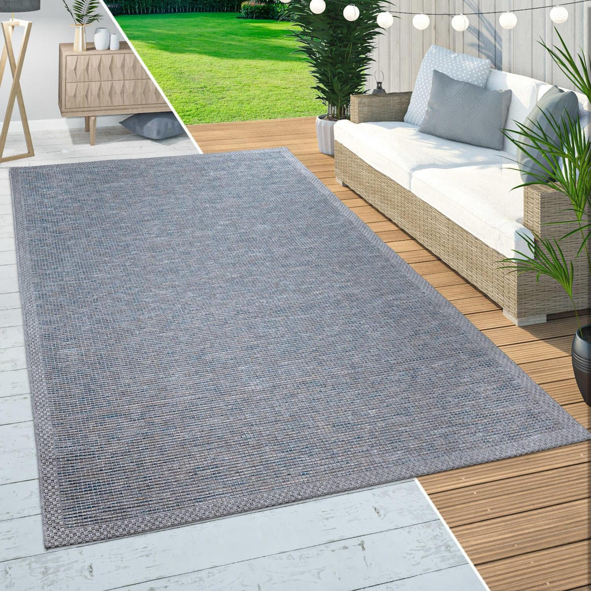 OUTDOORTEPPICH 240/340 cm Quebec 135 - Blau, Kunststoff (240/340cm) - Paco Home