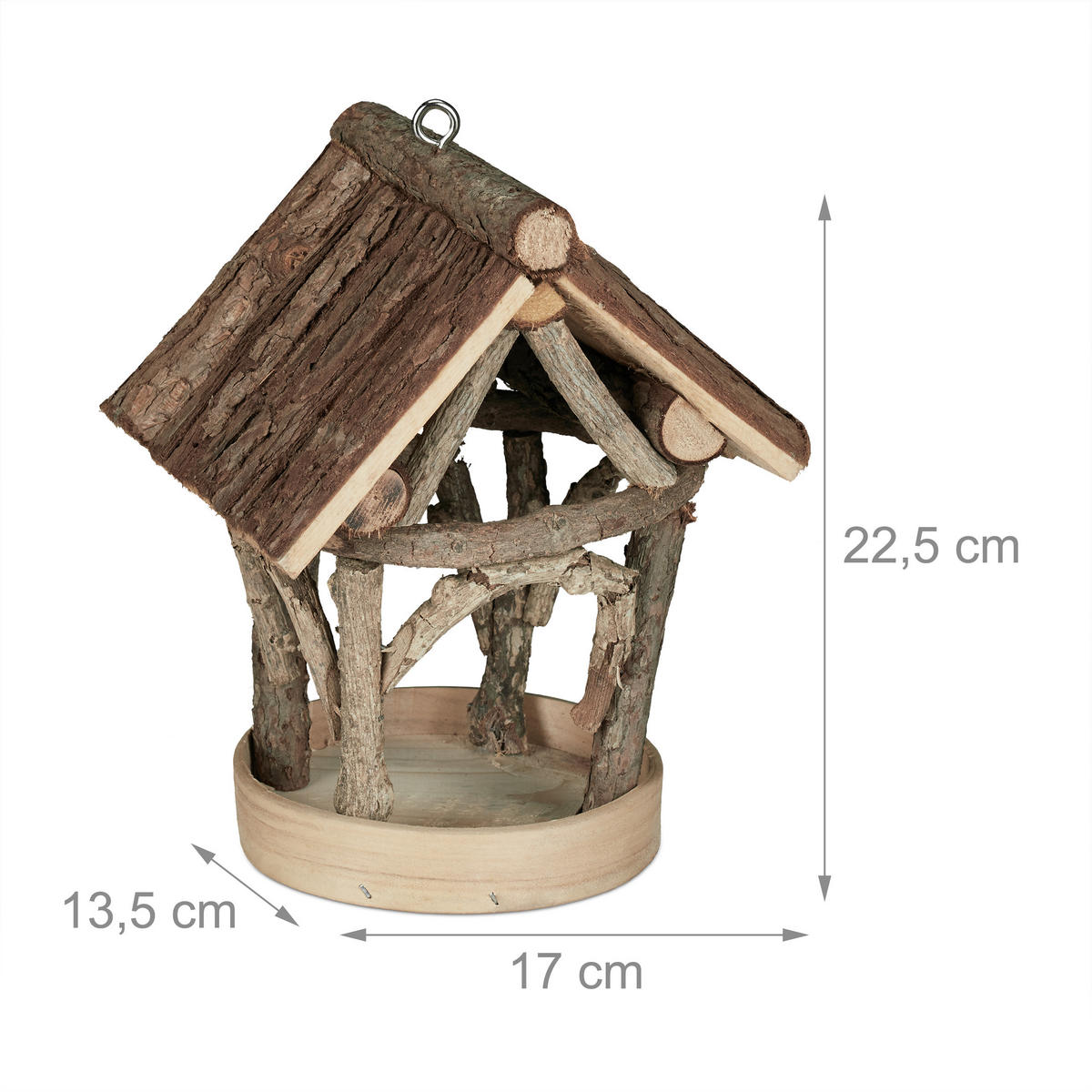 VOGELFUTTERHAUS - Hellbraun, Holz (17/22.5/13.5cm) - Relaxdays