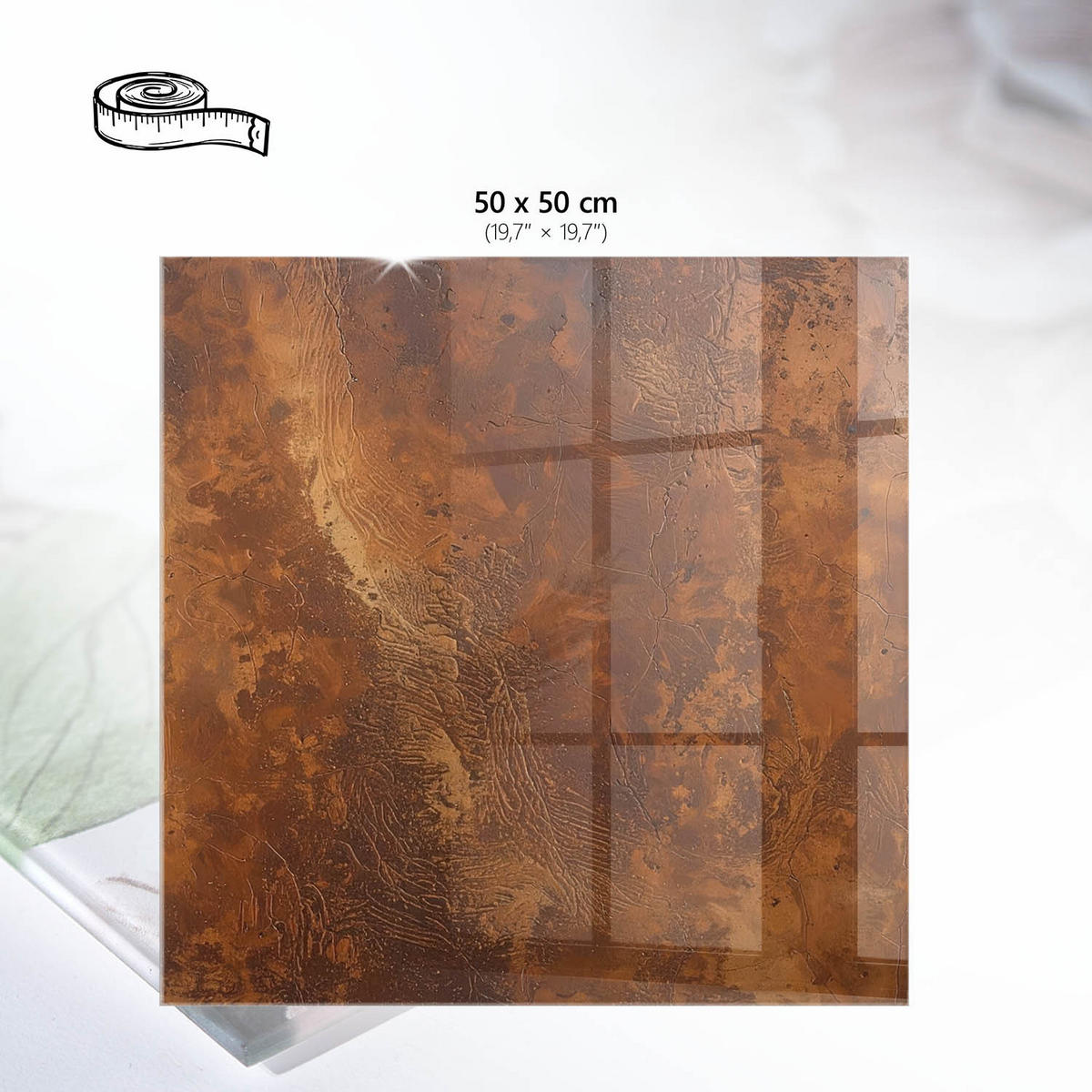 TISCHPLATTE 50x50 cm – Erdtextur - Braun, Glas (50/50/0.4cm) - Wallfluent