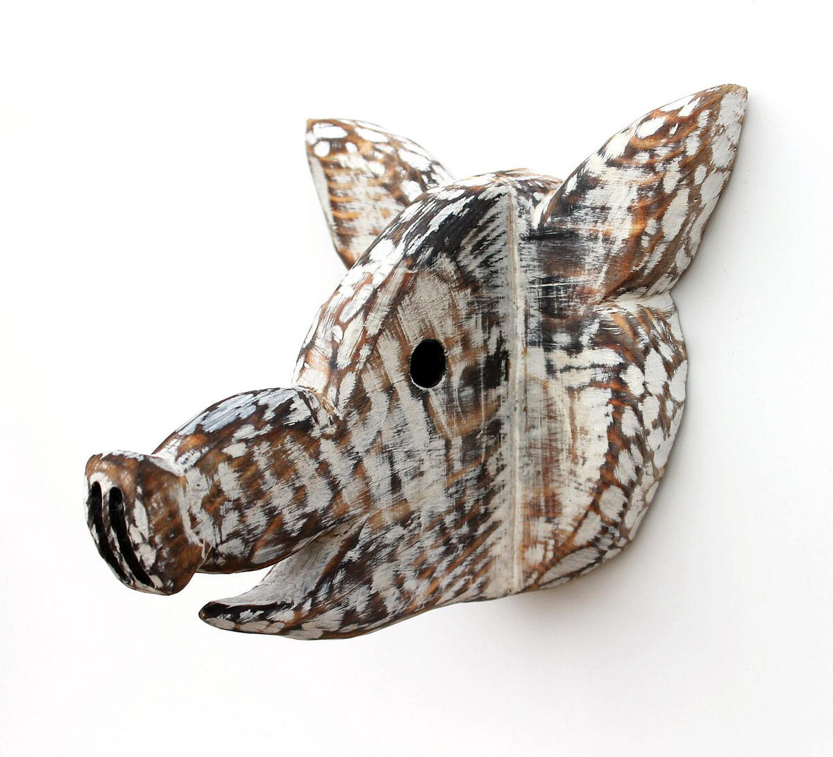 BRILLENHALTER Schwein Holz Wand 1106 - Weiß, Holz (15/14/17cm) - DanDiBo