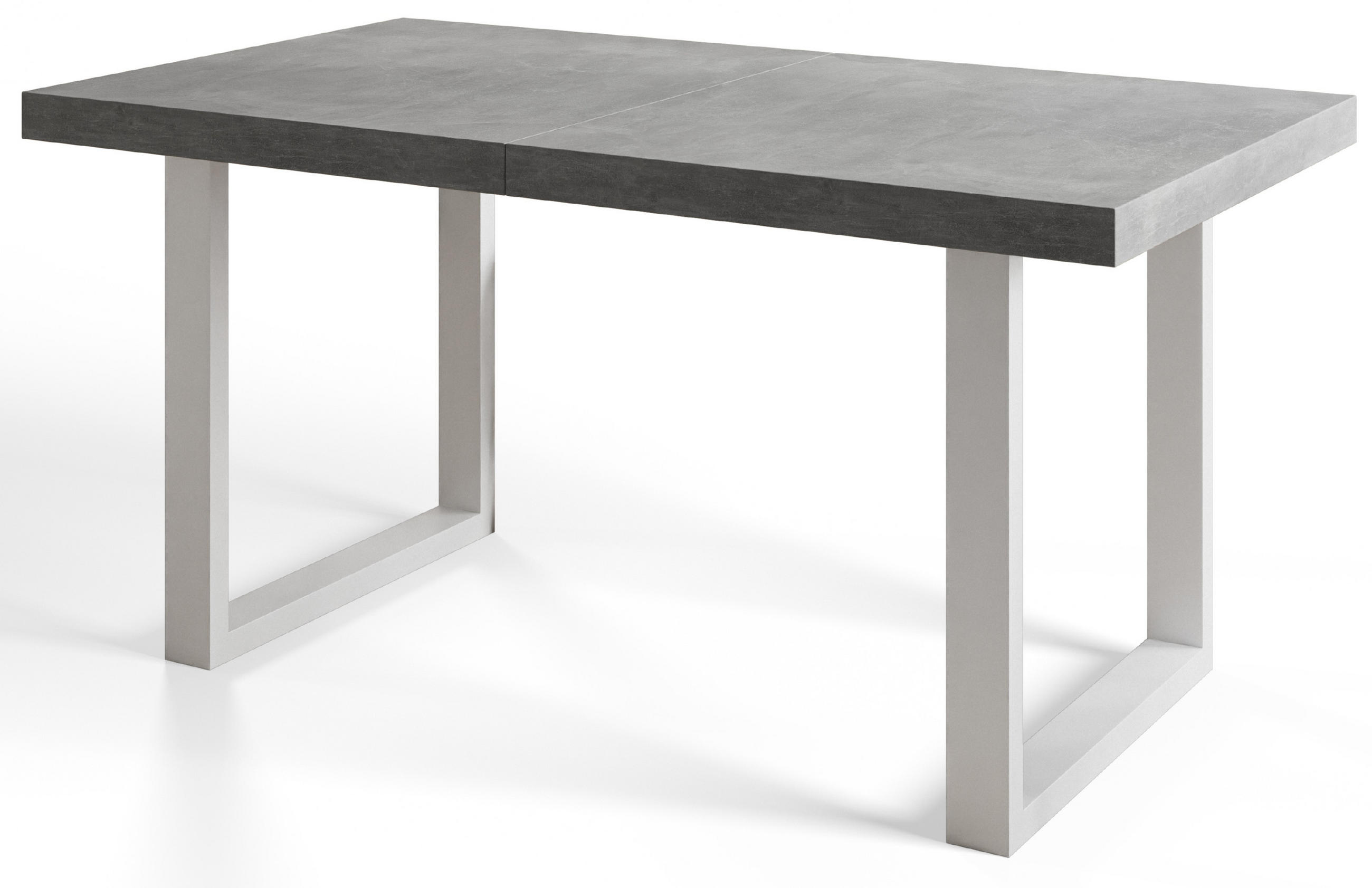 ESSZIMMERTISCH LOFT-U 200X100X77 cm, Farbe: Grau, mit Metallbeinen in Farbe Weiß - Weiß/Grau, Holzwerkstoff (200/100/77cm) - Alpi-Möbel
