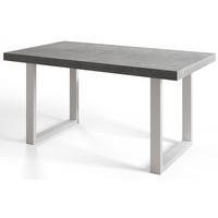 ESSZIMMERTISCH LOFT-U 200X100X77 cm, Farbe: Grau, mit Metallbeinen in Farbe Weiß - Weiß/Grau, Holzwerkstoff (200/100/77cm) - Alpi-Möbel