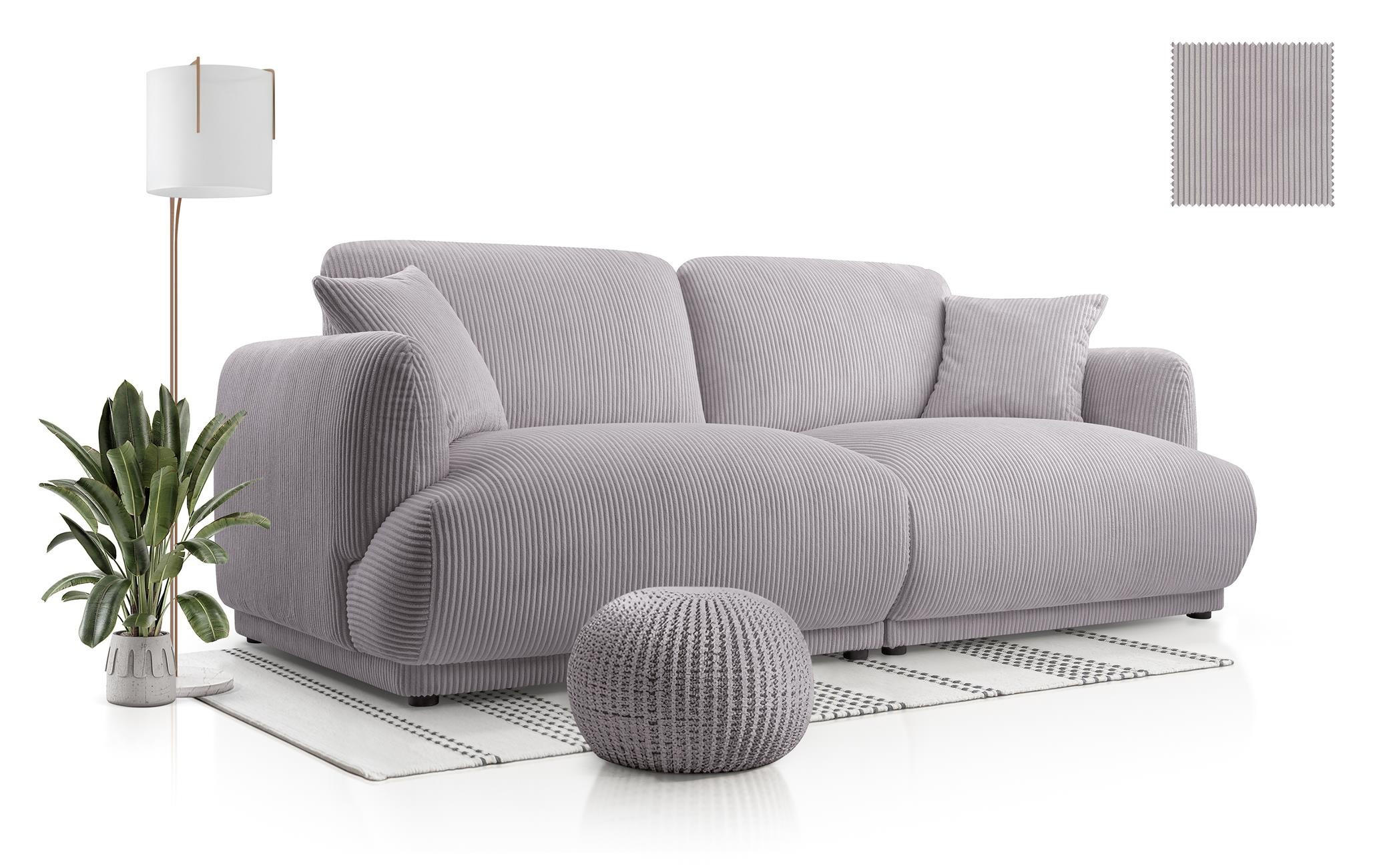 2-SITZER-SOFA Locco Grau, Zweisitzer Sofa - Grau, Holzwerkstoff (206/83/102cm) - Bettso