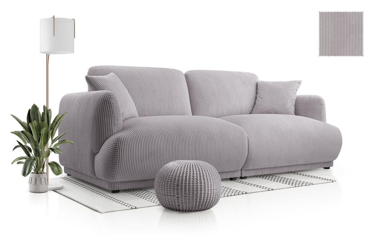 2-SITZER-SOFA Locco Grau, Zweisitzer Sofa - Grau, Holzwerkstoff (206/83/102cm) - Bettso