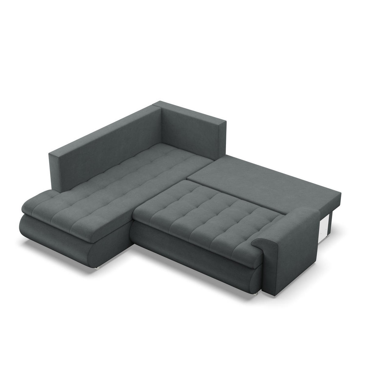 ECKSOFA LINKS MIT SCHLAFFUNKTION FORESTA, Dunkelgrau - Dunkelgrau, Textil (230/200cm) - Mebligo