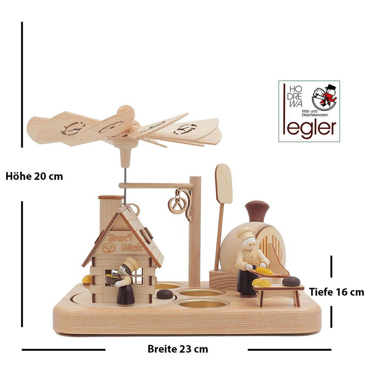 TISCH-RÄUCHER-PYRAMIDE Brezelbäckerei 23/16/20 cm - Multicolor, Holz (23/20/16cm)
