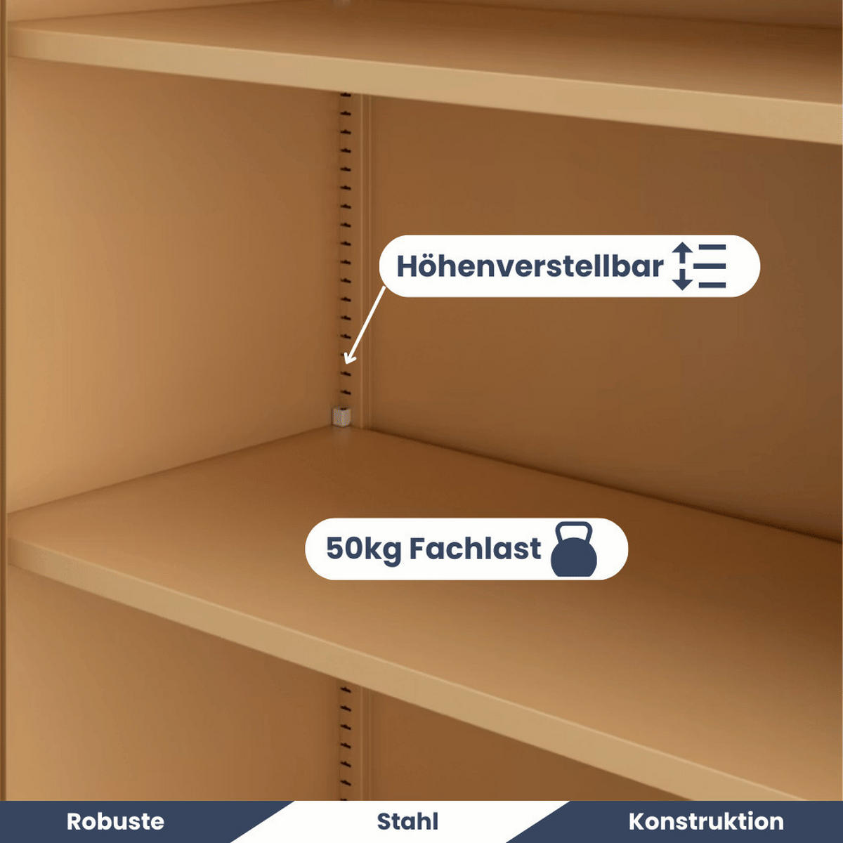 VITRINENSCHRANK abschließbar ELLO mit Glastüren 185x90x40cm Beige - Beige, Metall (90/185/40cm) - DELUKE