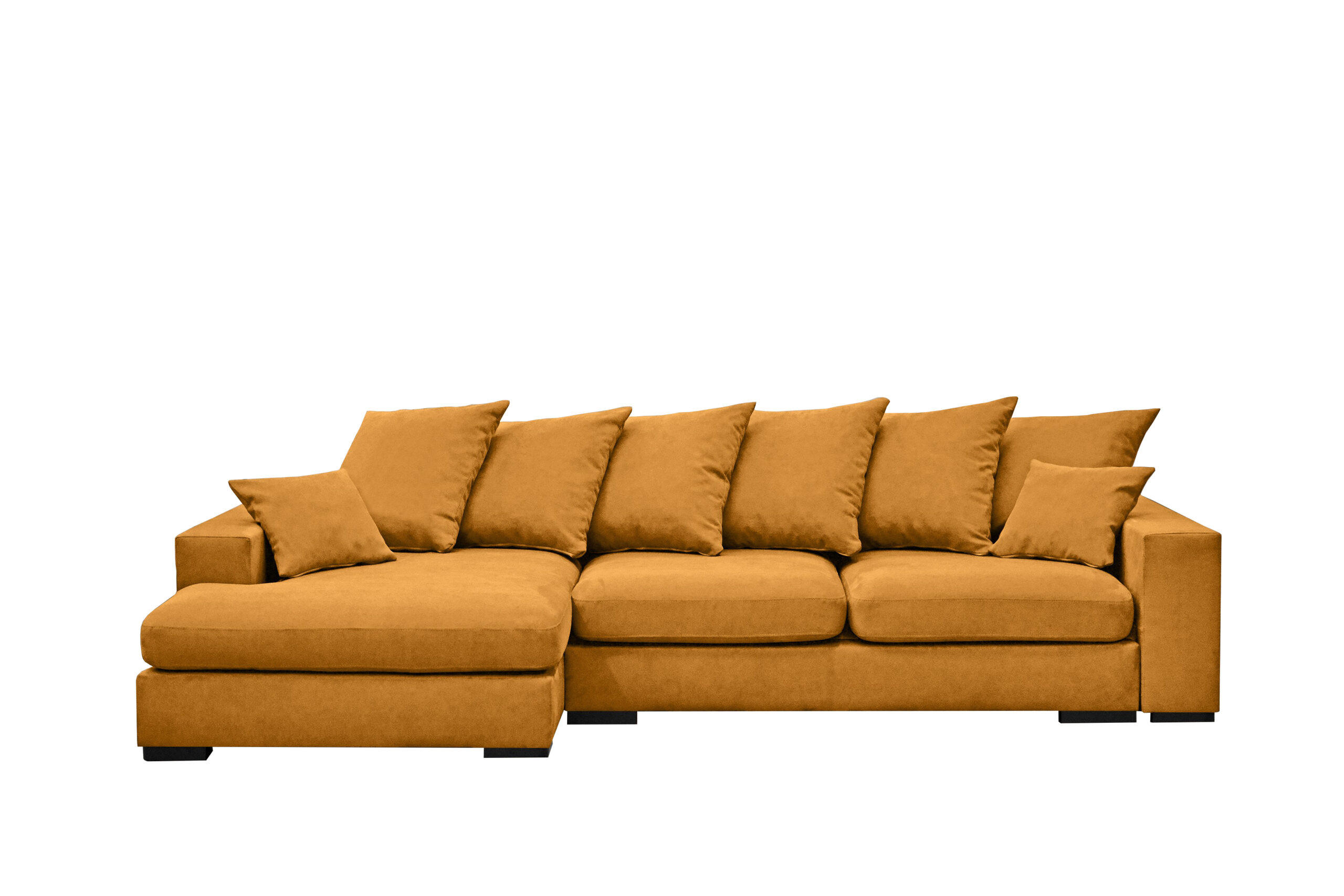 ECKSOFA Mit Schlaffunktion Und Bettkasten Couch L-form Gabon Stoff Riviera Links Orange - Orange, Holz (155/285cm) - Kaiser Möbel
