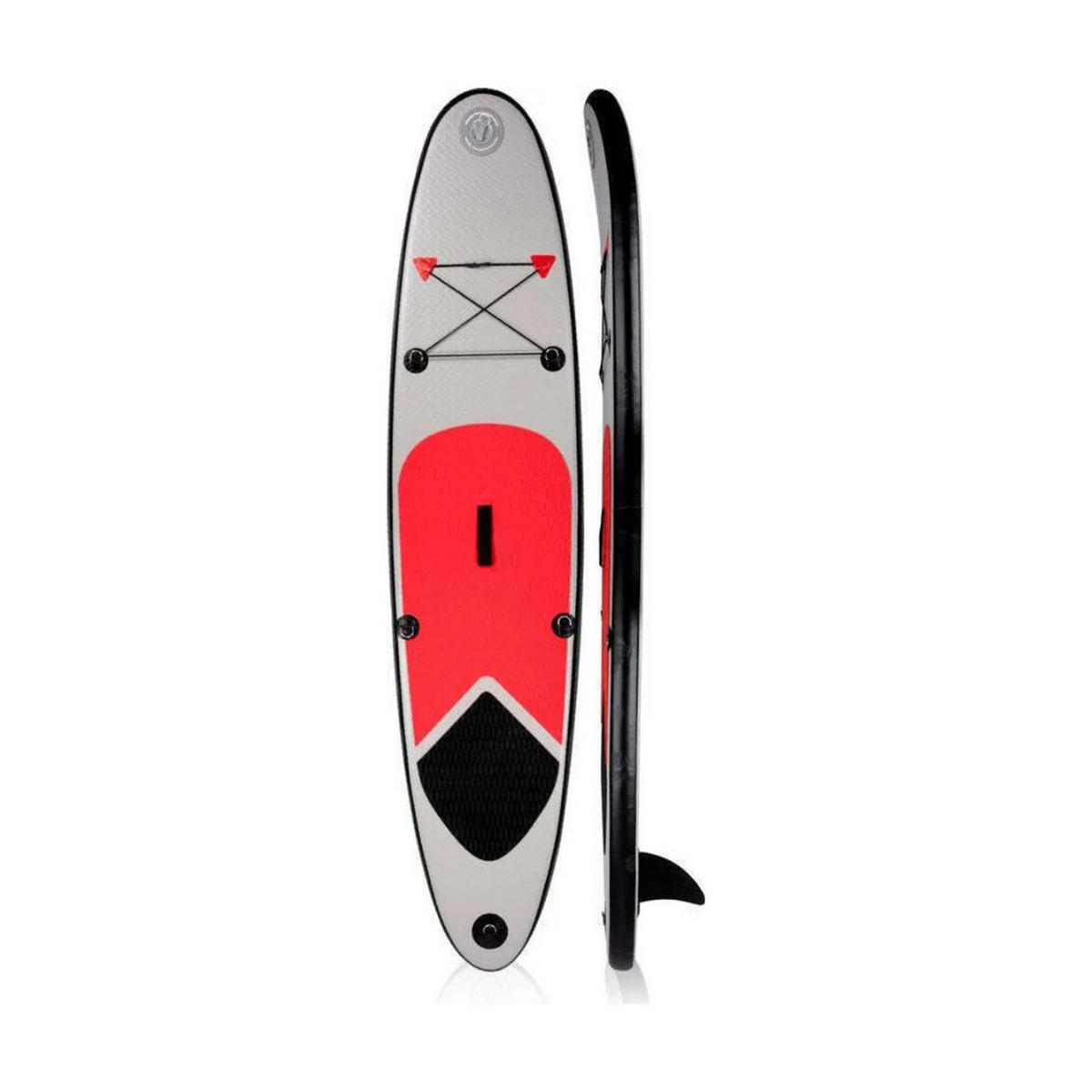 SURFBOARD Aufblasbar 243 cm SUP Board Mit Tasche Pumpe Finne Bis 100 kg - Rot/Schwarz, Kunststoff (243/57/7cm) - JUNG