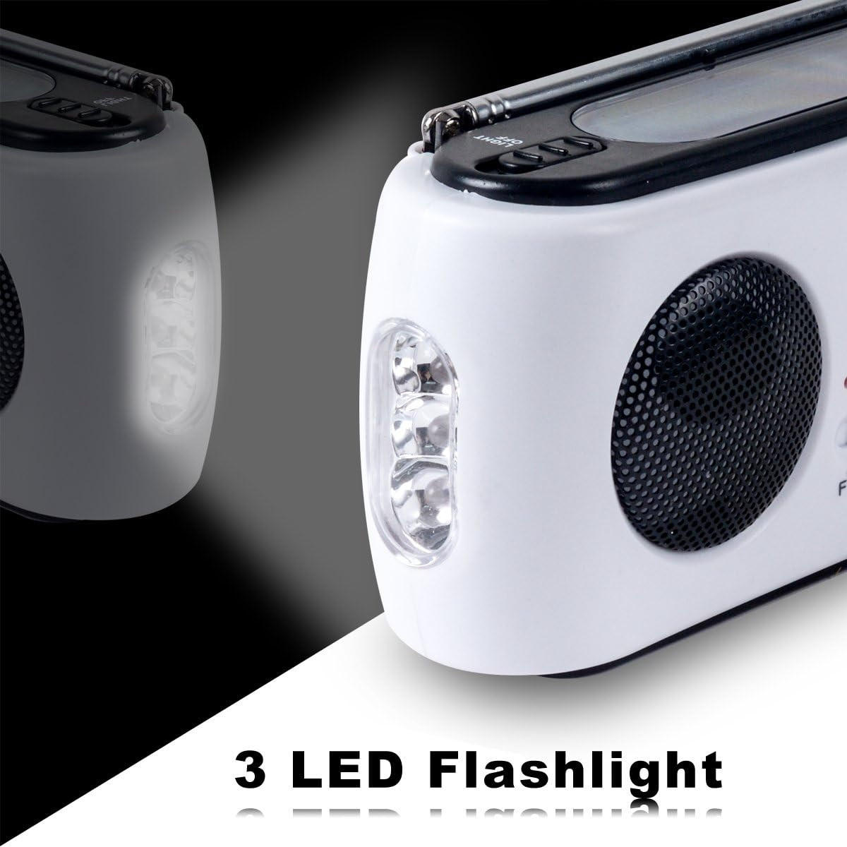 RADIO – FM/AM – LED-Taschenlampe/Notladefunktion/Batteriebetrieben – Weiß - Weiß, Kunststoff (15/7/5cm)