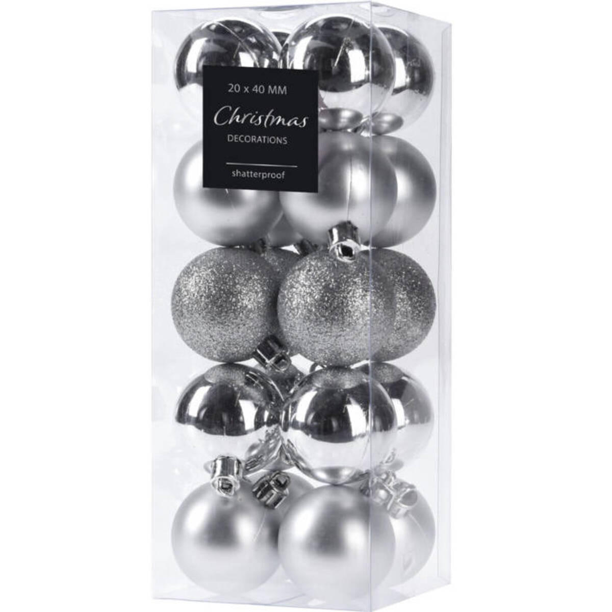 WEIHNACHTSKUGELN 20er-Set Ø 4 cm - Silberfarben, Kunststoff (7.8/19.5/7.8cm) - Home Styling Collection