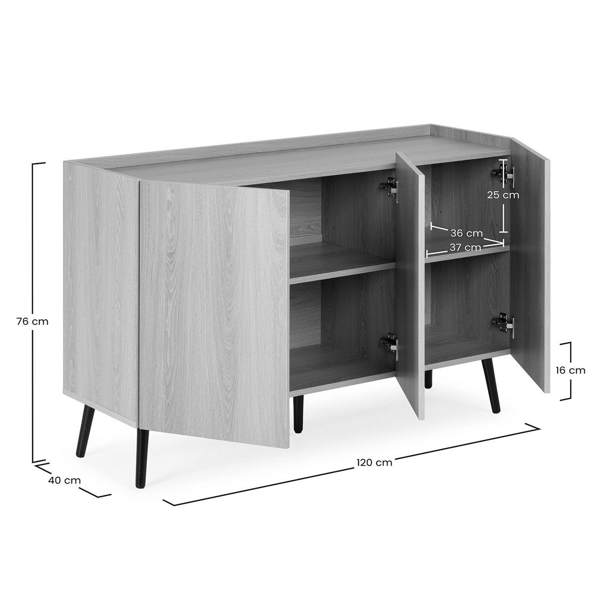 SIDEBOARD Siren 3 türen Eichenfarbe - Honigeiche, Holzwerkstoff (120/76/40cm)