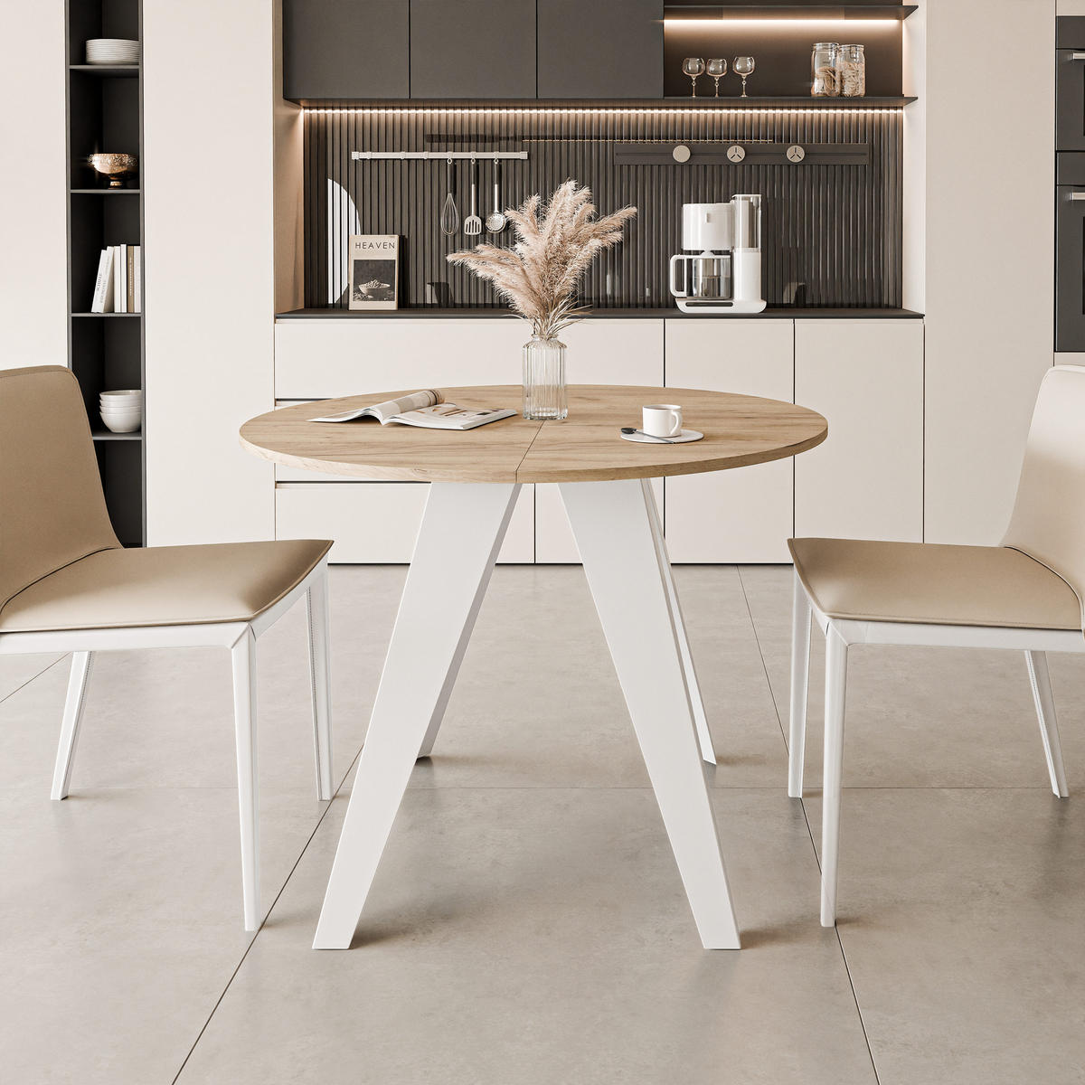 ESSTISCH ausziehbar auf MDF, Kraft Eiche - Braun/Weiß, Holzwerkstoff (100/100/76cm) - Idohome